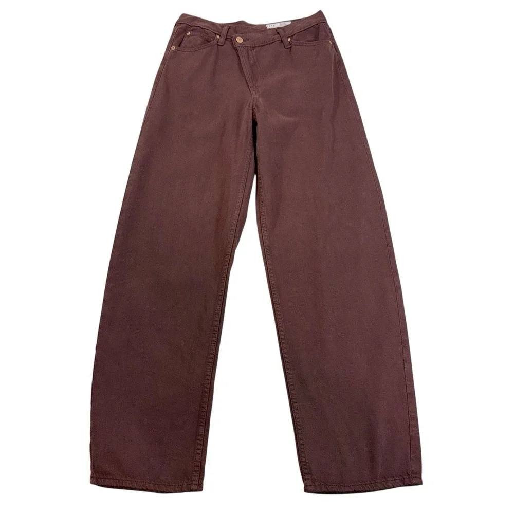 NWT Gap High Rise Crossover Barrel Jeans Size 26 Dark Brown Boho Hippie 90s